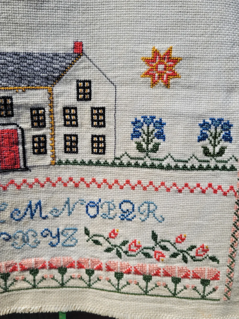 VTG Handmade Finished Cross Stitch 16x21 